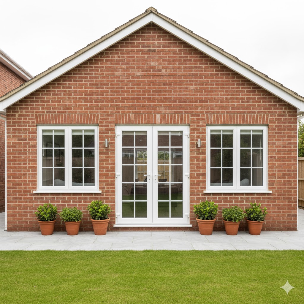 Anthracite French doors to patio