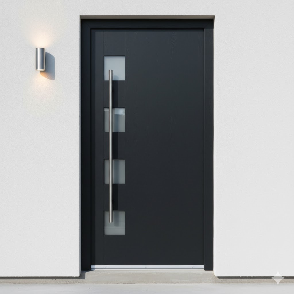 Contemporary composite door with long handle