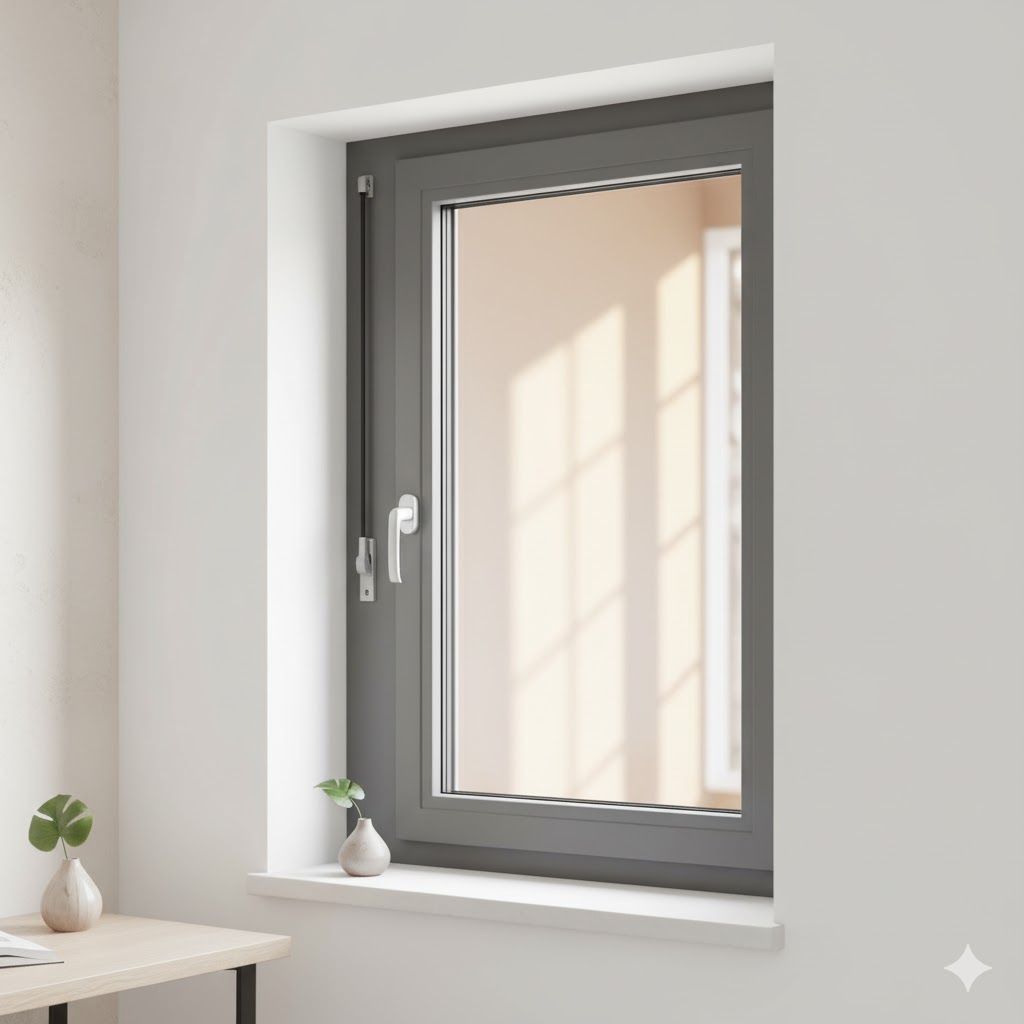 Tilt and turn windows partially open for ventilation